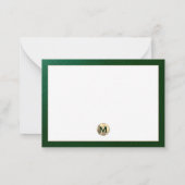 Elegant Emerald Gold Monogram Notitiekaartje (Achterkant)