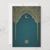 Elegant Emerald & Gold Ornate Arch Wedding Invitat Kaart (Achterkant)