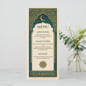 Elegant Emerald & Gold Ornate Arch Wedding Menu (Staand voorkant)