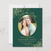 Elegant Emerald & Gold Wedding Save the Date Photo Magnetische Uitnodiging (Voorkant)