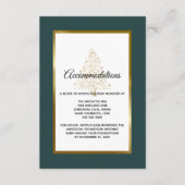 Elegant Emerald Gold Winter Wedding Accommodations Informatiekaartje (Voorkant)