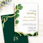 Elegant Emerald Green Agate Eucalyptus Wedding Kaart
