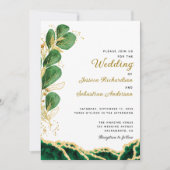 Elegant Emerald Green Agate Eucalyptus Wedding Kaart (Voorkant)