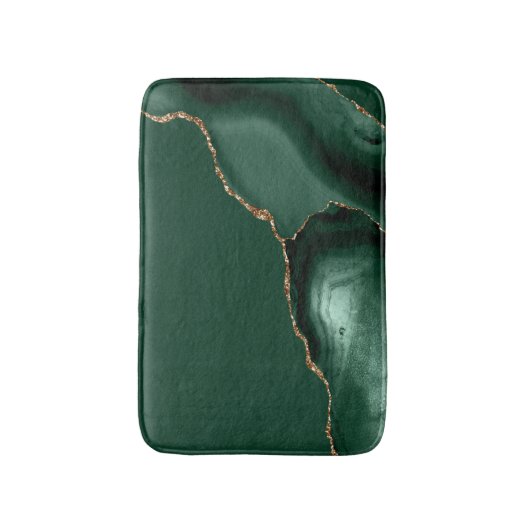 Elegant Emerald Green Agate Gold Glitter Badmat (Voorkant Verticaal)