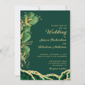Elegant Emerald Green Agate Jewel Tone Wedding Kaart (Voorkant)