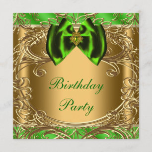 Elegant Emerald Green and Gold Birthday Party Kaart