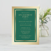 Elegant Emerald Green and Gold Engagement Party Kaart (Staand voorkant)