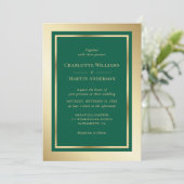 Elegant Emerald Green and Gold Wedding Kaart (Staand voorkant)