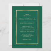 Elegant Emerald Green and Gold Wedding Kaart (Voorkant)
