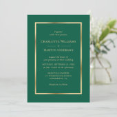 Elegant Emerald Green and Gold Wedding Kaart (Staand voorkant)