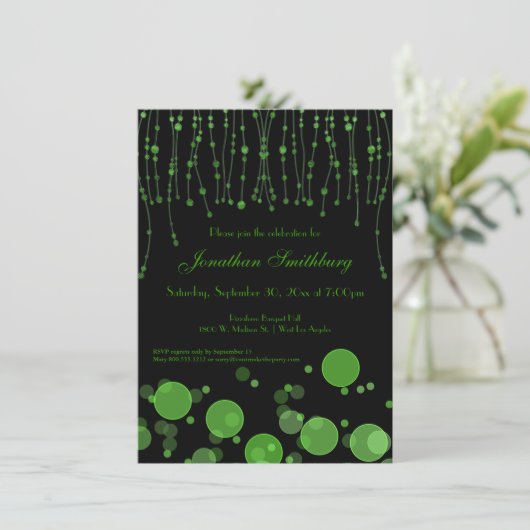 Elegant Emerald Green Birthday Party Invite Kaart (Staand voorkant)