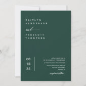 Elegant Emerald Green Boho Foto QR Code Weddenscha Kaart (Voorkant)