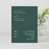 Elegant Emerald Green Boho Foto QR Code Weddenscha Kaart (Staand voorkant)