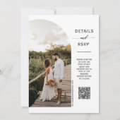Elegant Emerald Green Boho Foto QR Code Weddenscha Kaart (Achterkant)