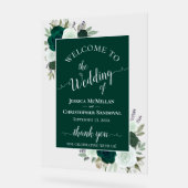 Elegant Emerald Green Boho Roses Wedding Welcome Acryl Bord (Hoek)