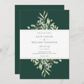 Elegant Emerald Green Botanical Wedding Invitation Kaart (Voorkant / Achterkant)