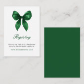 Elegant Emerald Green Bow Bridal Shower Registry Informatiekaartje (Voorkant / Achterkant)