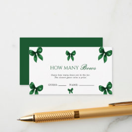 Elegant Emerald Green Bow Guess How Many Bows Game Informatiekaartje