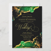 Elegant Emerald Green Bronze Gold Wedding Kaart (Voorkant)