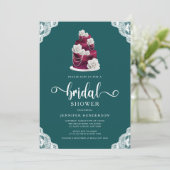 Elegant Emerald Green Cake and Lace Vrijgezellenfe Kaart (Staand voorkant)