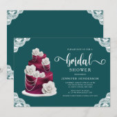 Elegant Emerald Green Cake & Lace Vrijgezellenfees Kaart (Voorkant / Achterkant)