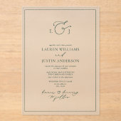 Elegant Emerald Green Calligraphy Monogram Wedding Acryl Uitnodigingen (Voorkant)