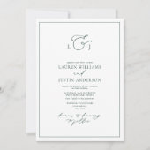 Elegant Emerald Green Calligraphy Monogram Wedding Kaart (Voorkant)
