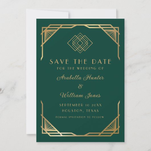 Elegant Emerald Green Calligraphy Script Save The Date (Voorkant)