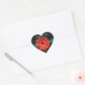 Elegant Emerald Green Coral Gerber Daisy Wedding Hart Sticker (Envelop)