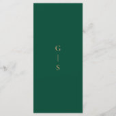 Elegant Emerald Green Cream Gold Wedding Menu (Achterkant)