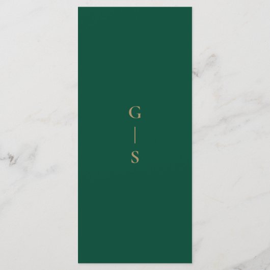 Elegant Emerald Green Cream Gold Wedding Menu (Achterkant)