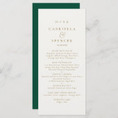 Elegant Emerald Green Cream Gold Wedding Menu (Voorkant / Achterkant)