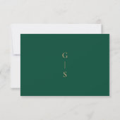 Elegant Emerald Green Cream Wedding RSVP Kaart (Achterkant)