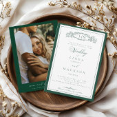 Elegant Emerald Green Crest Monogram Wedding In Kaart