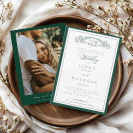 Elegant Emerald Green  Crest Monogram Wedding   In Kaart