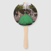 Elegant Emerald Green | Diamond Crown Quinceañera Handwaaier (Achterkant)