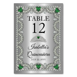 Elegant Emerald Green | Diamond Crown Quinceañera Kaart