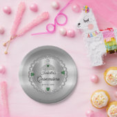 Elegant Emerald Green | Diamond Crown Quinceañera Papieren Bordje (Feest)