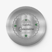 Elegant Emerald Green | Diamond Crown Quinceañera Papieren Bordje (Voorkant)