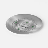 Elegant Emerald Green | Diamond Crown Quinceañera Papieren Bordje (Gekanteld)