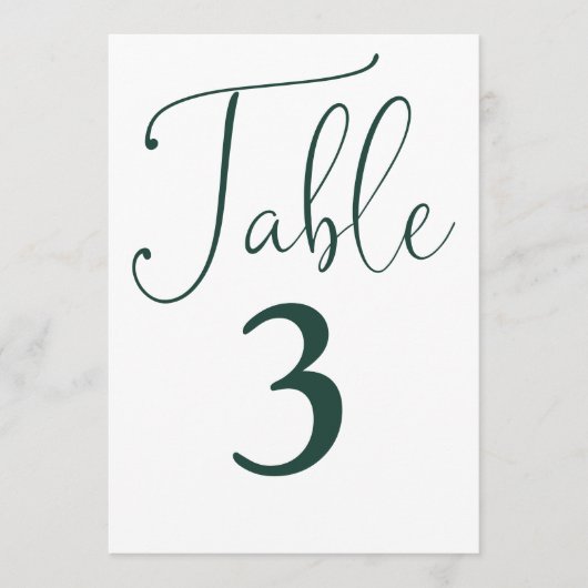Elegant Emerald Green Eenvoudig Groot Tafelnummer (Voorkant)