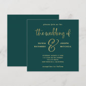 Elegant Emerald Green en Faux Gold Wedding Kaart (Voorkant / Achterkant)