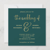 Elegant Emerald Green en Faux Gold Wedding Kaart (Voorkant)