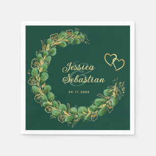 Elegant Emerald Green en Gold Eucalyptus Wedding Servet