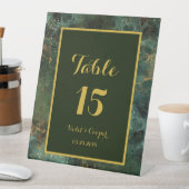 Elegant Emerald Green en Gold Flecks Wedding Enve Reclamebord Met Voetstuk (Insitu)