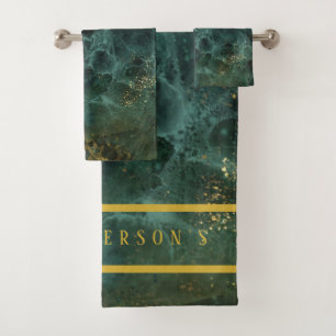 Elegant Emerald Green en Gold Glitter, op maat Bad Handdoek