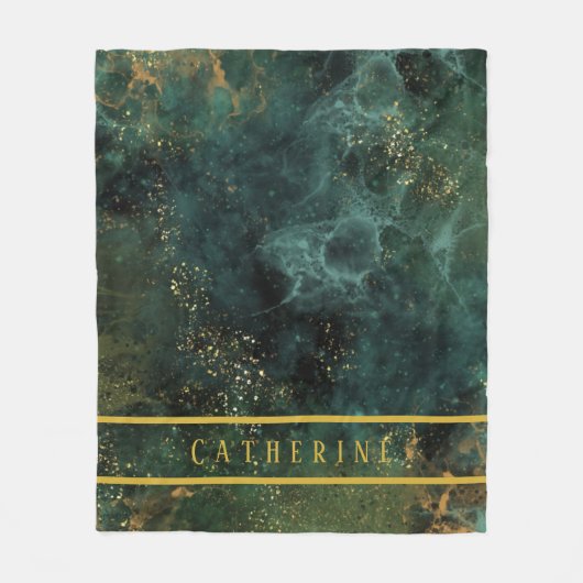 Elegant Emerald Green en Gold Glitter, op maat Fleece Deken (Voorkant)