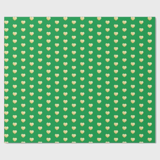Elegant Emerald Green en Gold Hearts Pattern Cadeaupapier (Vlak)