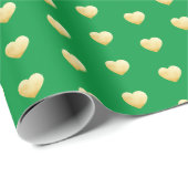 Elegant Emerald Green en Gold Hearts Pattern Cadeaupapier (Rol Hoek)