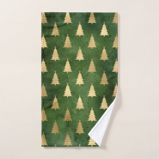 Elegant Emerald Green en Gold kerstbomen Bad Handdoek (Handdoek)